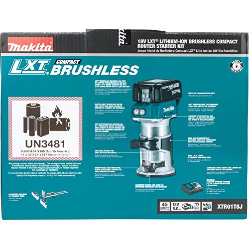 Makita XTR01T8J 18V LXT® Lithium-Ion Brushless Cordless Compact Router Starter Kit (5.0Ah)