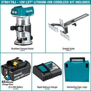 Makita XTR01T8J 18V LXT® Lithium-Ion Brushless Cordless Compact Router Starter Kit (5.0Ah)