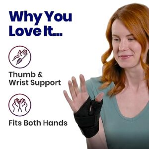 Thumb Brace with Wrist Support – Thumb Support for Tendonitis. Thumb Splint Thumb Stabilizer Brace Fits Left or Right Hands. Thumb Spica Splint Thumb and Wrist Brace or Hand Brace For Men & Women