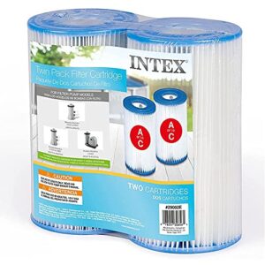 Intex 1500 GPH Easy Set Filter Pump System for Above Ground Swimming Pools with GFCI and Type A or C Filter Cartridge Replacements (2 Pack)