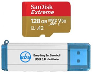 sandisk 128gb memory card extreme works with gopro hero 7 black, silver, hero7 white uhs-1 u3 a2 micro sdxc bundle with everything but stromboli 3.0 micro/sd card reader
