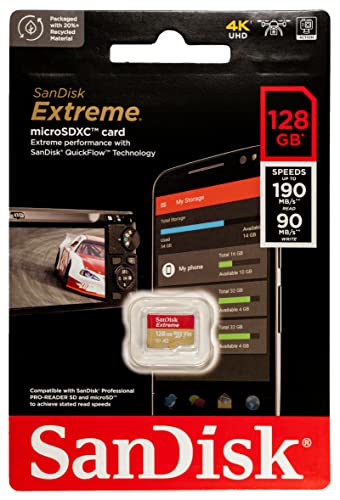 SanDisk 128GB Memory Card Extreme Works with Gopro Hero 7 Black, Silver, Hero7 White UHS-1 U3 A2 Micro SDXC Bundle with Everything But Stromboli 3.0 Micro/SD Card Reader