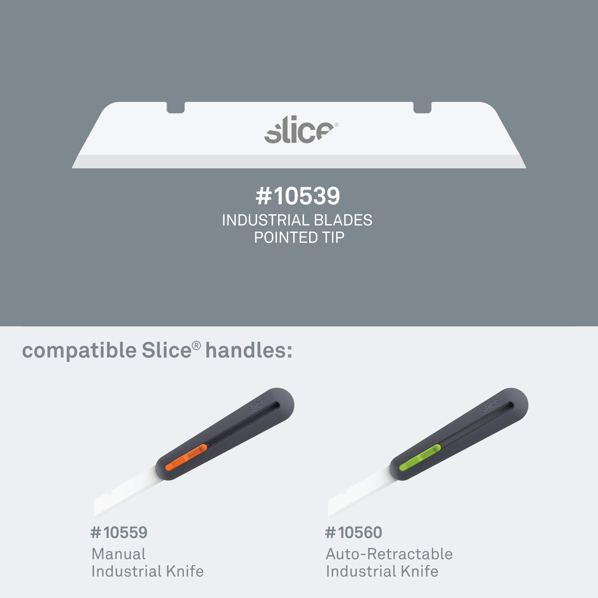 Slice 10539 Extra Long Industrial Blade, Advanced Ceramic, Ideal for Insulation, Batting, Foam, Finger-Friendly Safety Blade; Lasts 11x Longer Than Metal, Pointed Tip (4 Pack)