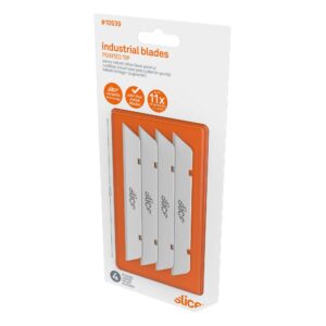 Slice 10539 Extra Long Industrial Blade, Advanced Ceramic, Ideal for Insulation, Batting, Foam, Finger-Friendly Safety Blade; Lasts 11x Longer Than Metal, Pointed Tip (4 Pack)