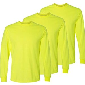 NEWFABLE Safety High Visibility Long Sleeve Construction Work Shirts Pack for Men Safety Green L