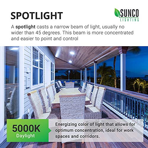 Sunco Outdoor LED Flood Light, Waterproof PAR38 LED Bulb, Dusk to Dawn, 120W Equivalent 15W, Exterior, Wet-Rated, 5000K Daylight 1250 LM, E26 Base, UL 4 Pack