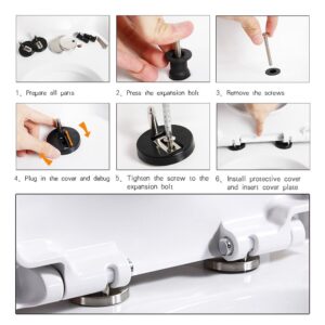 Toilet Seat Hinge Fixings 4pcs Quick Release Top Fix Nuts Screws Hole Fittings Expanding Rubber Screws with 50mm Base