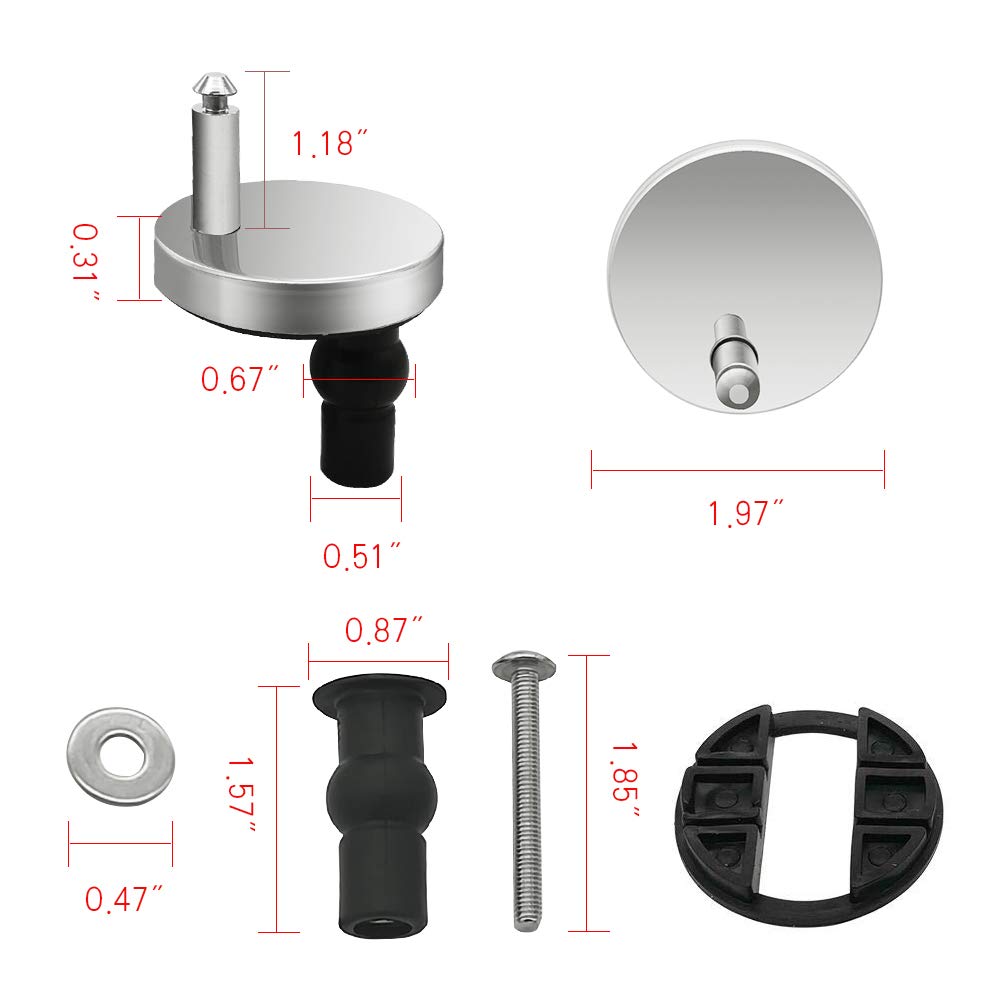 Toilet Seat Hinge Fixings 4pcs Quick Release Top Fix Nuts Screws Hole Fittings Expanding Rubber Screws with 50mm Base