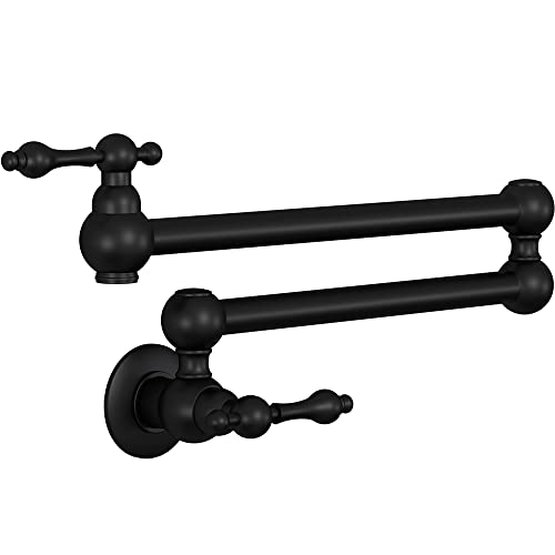 AYIVG Brass Single Hole Two Handle Pot Filler Folding Faucet (Black)