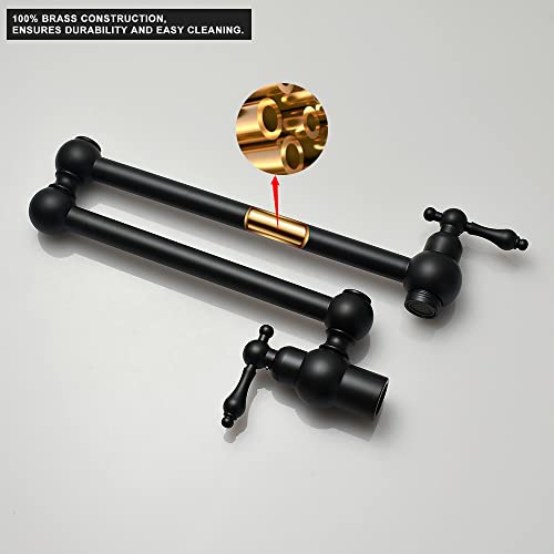 AYIVG Brass Single Hole Two Handle Pot Filler Folding Faucet (Black)