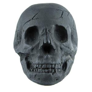 Myard Fireproof Imitated Human Fire Pit Skull Gas Log for NG, LP Wood Fireplace, Firepit, Campfire, Halloween Decor, BBQ (Black - Adult, One Piece)