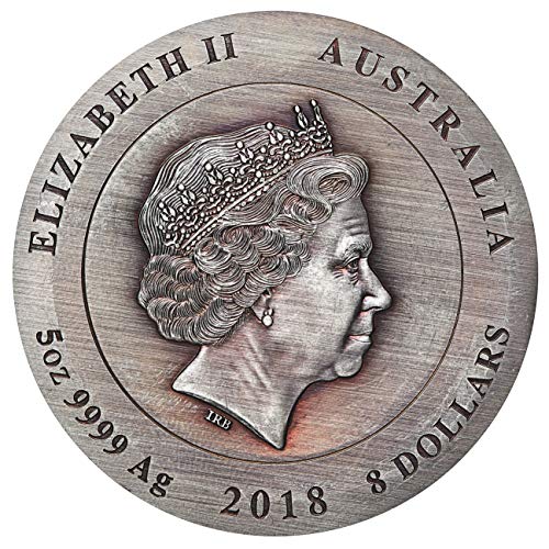 2018 AU Rare Earth 5 oz Silver High Relief Patina Coin with gold diamond 56mm Perfect Uncirculated