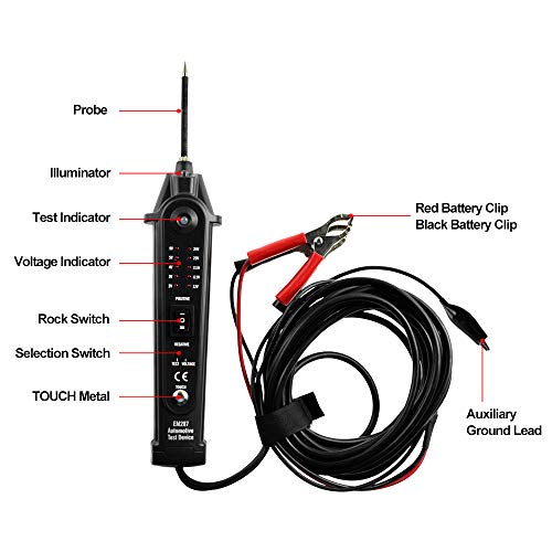 ALLOSUN Automotive Electrical Circuit Tester DC 2-24V EM287 Auto Electrical System Diagnosis Test Device, Black