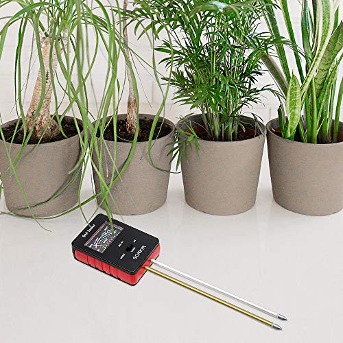 SONKIR Soil pH Meter, MS-X1 Upgraded 3-in-1 Soil Moisture/Light/pH Tester Gardening Tool Kits for Plant Care, Great for Garden, Lawn, Farm (Black)
