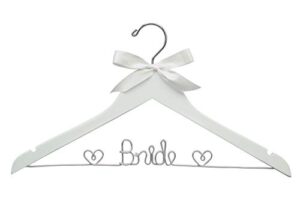 bridal hanger with hearts, wedding hanger, white