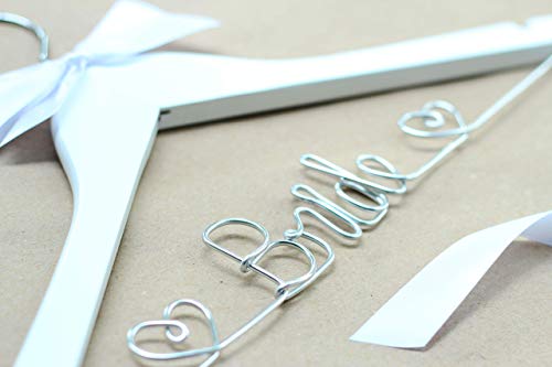 Bridal Hanger with Hearts, Wedding Hanger, White