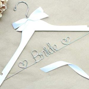 Bridal Hanger with Hearts, Wedding Hanger, White