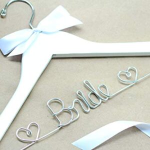 Bridal Hanger with Hearts, Wedding Hanger, White