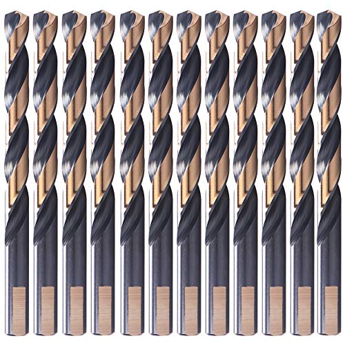 12 PCS 7/32" HSS Black and Gold Coated Twist Drill Bits, Metal Drill, Ideal for Drilling on mild Steel, Copper, Aluminum, Zinc Alloy etc. Pack in Plastic Bag