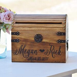 personalized wedding card box wood wedding card box with slot option 5th anniversary gift wedding memory chest custom keepsake trunk