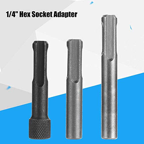 3Pcs SDS Socket Adapter Set 1/4" Hex Shank Screwdriver Bit Holder Socket Adapter Converter for SDS Hammer Drill