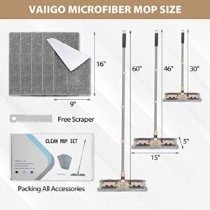 VAIIGO Professional Microfiber Hardwood Floor Mop, Flat Mops with 5 Pieces Reusable Washable Pads for Home and Office Wet or Dry Floor Cleaning (Sky Blue)