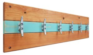 cape may boat cleat clothing, coat or towel rack, nautical home decor - coat hooks - - 20 colors : shown in colonial maple & sea blue