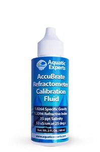 accubrate refractometer and hydrometer salinity calibration fluid – solution to accurately calibrate refractometer and hydrometer for testing natural saltwater or synthetic sea water (60 ml)