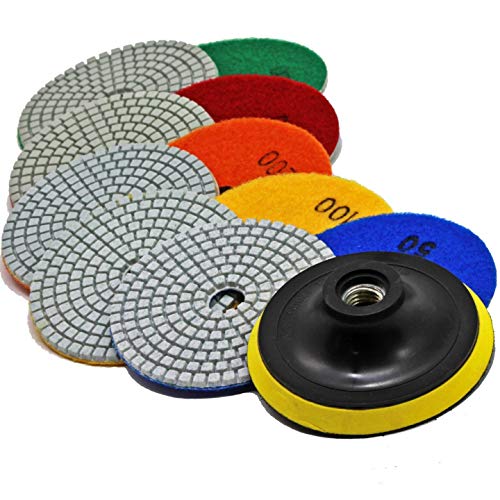 Stadea PPW184E Diamond Polishing Pads 4 Inch Wet Dry Set for Granite Quartz Marble Stone Concrete Travertine Polishing