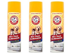 arm & hammer max odor eliminator vacuum free foam for carpet and upholstery, 15 oz (pack of 3)