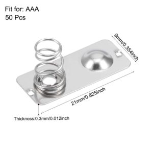 uxcell 50 Pcs AAA Battery Positive to Negative Conversion Spring Contact Nickeling Plate 21mmx9mmx0.3mm