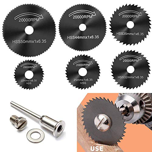 6 Pcs Rotary Drill Saw Blades, Steel Saw Disc Wheel Cutting Blades with 1/8" Straight Shank Mandrel for Dremel Drills Rotary Tools(Power Tools are not Included)