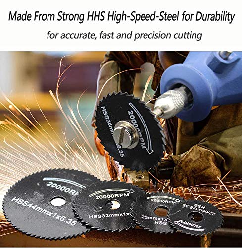 6 Pcs Rotary Drill Saw Blades, Steel Saw Disc Wheel Cutting Blades with 1/8" Straight Shank Mandrel for Dremel Drills Rotary Tools(Power Tools are not Included)