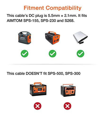 AIMTOM 6.6Ft Heavy Duty Waterproof Solar Male/Female Connector to DC 5.5mm x 2.1mm Solar Panel Adapter Cable for Charging SPS-155 SPS-194 Power Stations, Solar Generators or Rechargeable Battery Pack