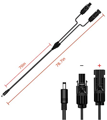 AIMTOM 6.6Ft Heavy Duty Waterproof Solar Male/Female Connector to DC 5.5mm x 2.1mm Solar Panel Adapter Cable for Charging SPS-155 SPS-194 Power Stations, Solar Generators or Rechargeable Battery Pack