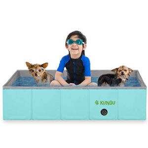 kundu rectangular (37" x 24" x 10") heavy duty pvc pets & kids outdoor pool/bathing tub - portable & foldable - medium