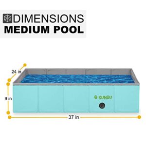 Kundu Rectangular (37" x 24" x 10") Heavy Duty PVC Pets & Kids Outdoor Pool/Bathing Tub - Portable & Foldable - Medium