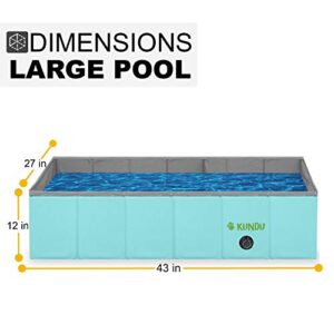 Kundu Rectangular (43" x 27" x 12") Heavy Duty Pets & Kids PVC Outdoor Pool/Bathing Tub - Portable & Foldable - Large