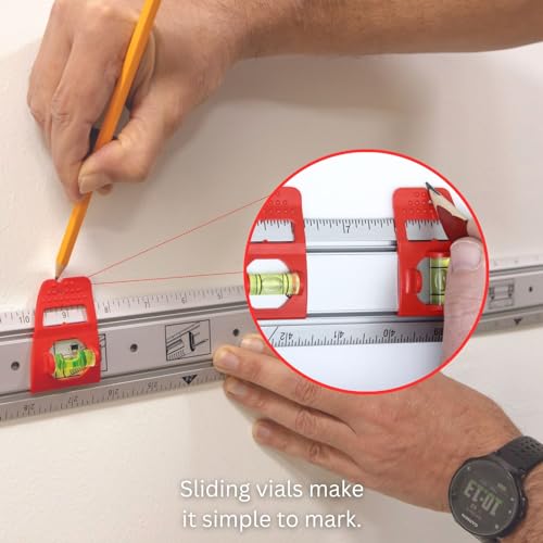 Kapro - 314 Set & Match System - Mark & Level - With Ruler, Slide & Lock Vials, T-Square Head Handle & Knife Guide - Magnetic - Aluminium - 48”