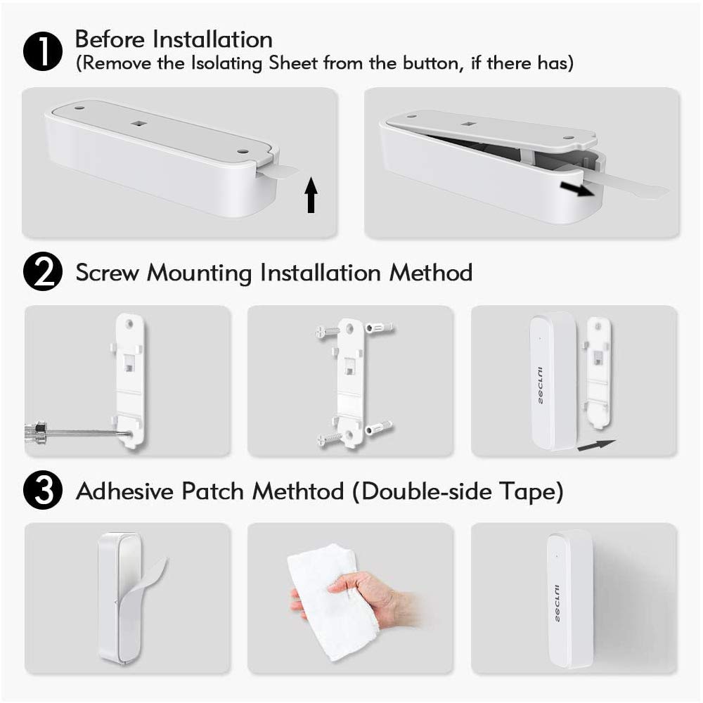 SECRUI Door Chime, Door Sensor Chime with Adjustable Volume, Easy Installation, 400ft Range, 52 Chimes, M508+D7 Door Open Chime for Business/Home When Entering, White