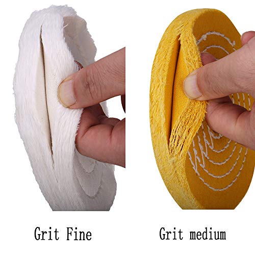 Polishing Wheel for Bench Grinder Buffing Wheel 8 inch White (70 Ply) & Yellow (42 Ply) for Buffer Polisher with 5/8 Inch Arbor Hole 2 PCS