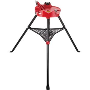 Mophorn 460-6 Tripod Pipe Chain Vise 1/8"-6" Capacity,Pipe Stand Portable Foldable Steel Legs,Pipe Jack Stands w/ Tool Tray, Tripod Stand Chain Vise Ideal for a Variety of Pipe Materials