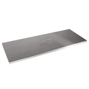 celestial fire pit cover for 36”x12” rectangular burner pan (39" x 15" actual size), commercial grade, stainless steel, wrapped edge