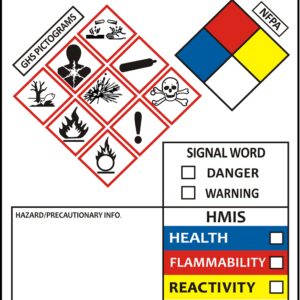 SDS OSHA Data Labels for Chemical Safety 4 x 3 Inches | Roll of 250 MSDS Stickers with GHS Pictograms & Perforated Edges for Easy Separating | HMIS & Hazard Compliant | Secondary Containers