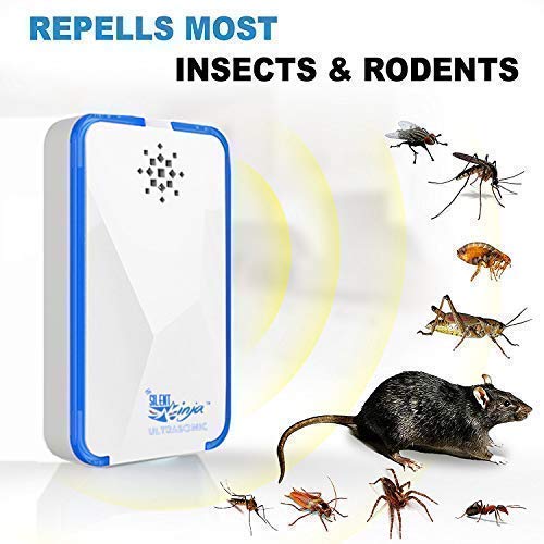 Silent Ninja Ultrasonic Pest Repellent | Mosquito Plug in Pest Control | Electronic Mouse Deterrent | Pack of 2 White Electronic High Frequency Professional Pest Control Advanced Ultrasonic Repeller