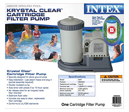 Intex 2500 GPH Swimming Pool Filter Pump with Built-In Timer and Easy-Set Type B Filters For Above Ground Pools Replacement Cartridge