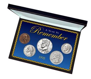 1998 year to remember birthday anniversary us penny, nickel, dime, quarter, half dollar box set circulated