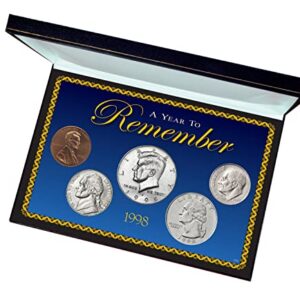 1998 Year To Remember Birthday Anniversary US Penny, Nickel, Dime, Quarter, Half Dollar Box Set Circulated