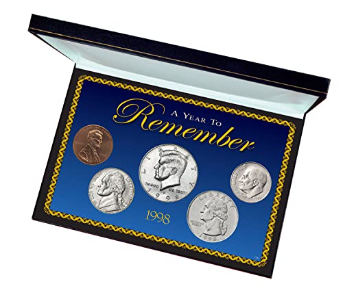 1998 Year To Remember Birthday Anniversary US Penny, Nickel, Dime, Quarter, Half Dollar Box Set Circulated