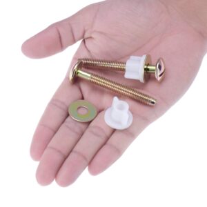Solid Brass Toilet Bolts Screws Set Heavy Duty Bolts with Plastic Nuts and Washers, 3/10-Inch by 2-3/4-Inch(2 Pack)